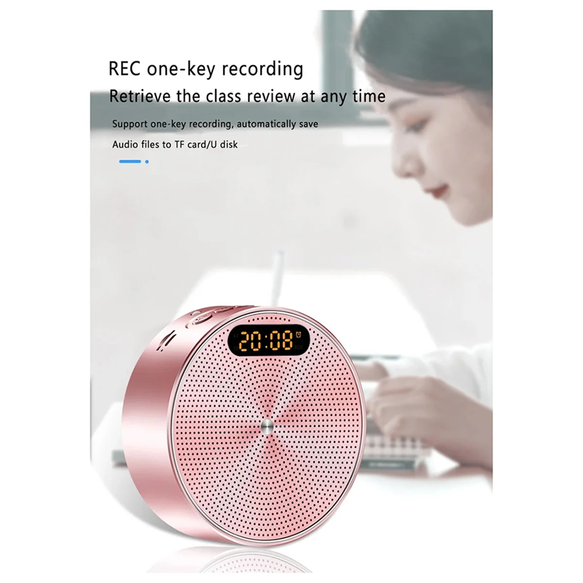 

Wired/Wireless Clock Speaker Portable Bluetooth Speaker Teacher Tour Guide Dedicated Microphone Speaker