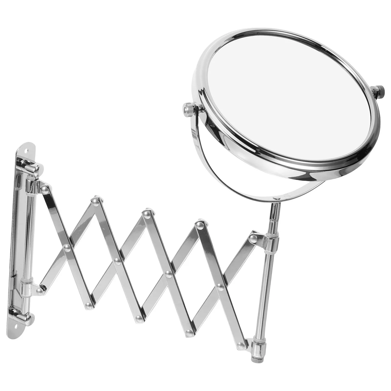 

6 Inch Round 3X Magnified Swivel Mirror Wall Mounted Retractable Extendable Makeup Vanity Mirror with Smooth Modern Plating