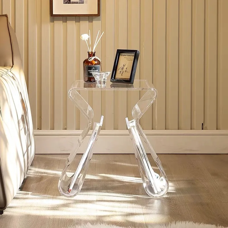 Home Luxury Corner Table Minimalist Coffee Table Sofa Living Room Transparent Side Table Compact Minimalist Bedside Table