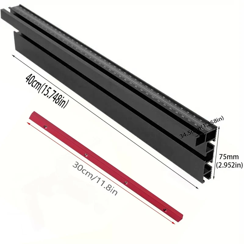 Black Aluminum Splicing Fence Kit with Multi T-Track & Connecting Strip Precision Woodworking Profile Fence for Router Table