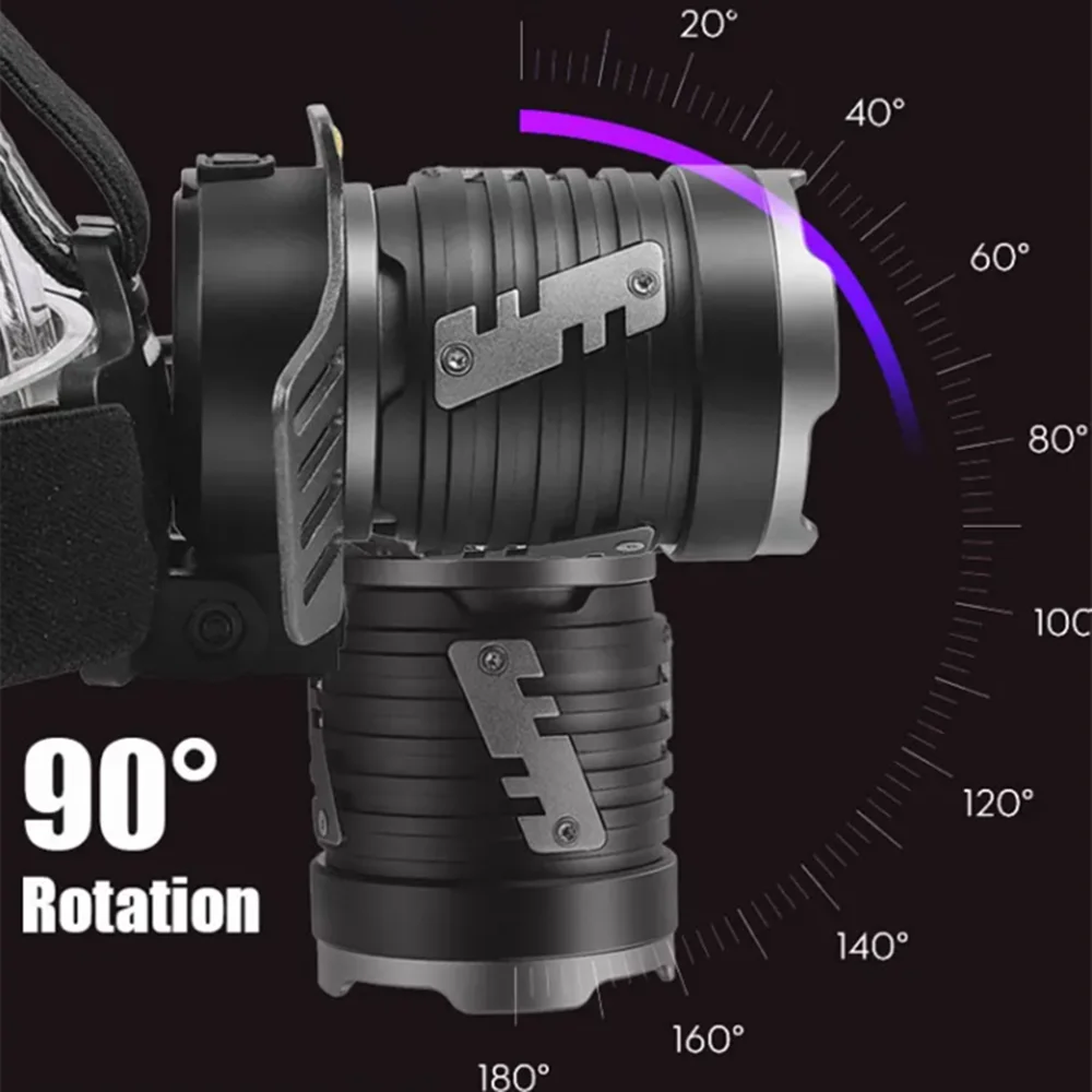 36-core السوبر مشرق XHP360 عالية الطاقة LED كشافات المصباح ضوء قوي رئيس مصباح يدوي تلسكوبي التكبير التخييم مصباح صيد