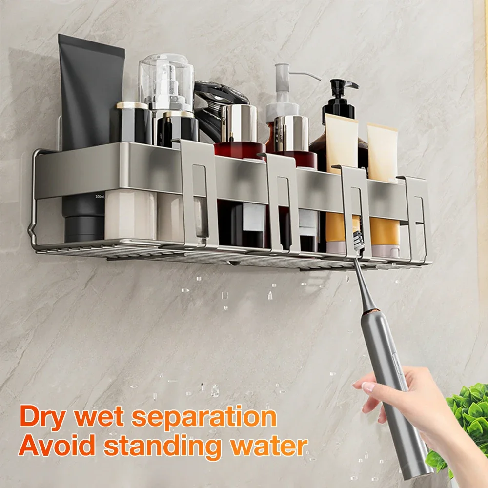 Grey Electric Toothbrush Holder for Bathroom Wall Toothbrush Stand Toothpaste Organizer Bathroom Shelf Bathroom Accessories