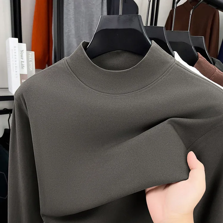 Suéter de Malha Estilo Empresarial com Gola Redonda para Homens de Meia-Idade e Idosos, Manga Longa em Fibra de Poliéster com...