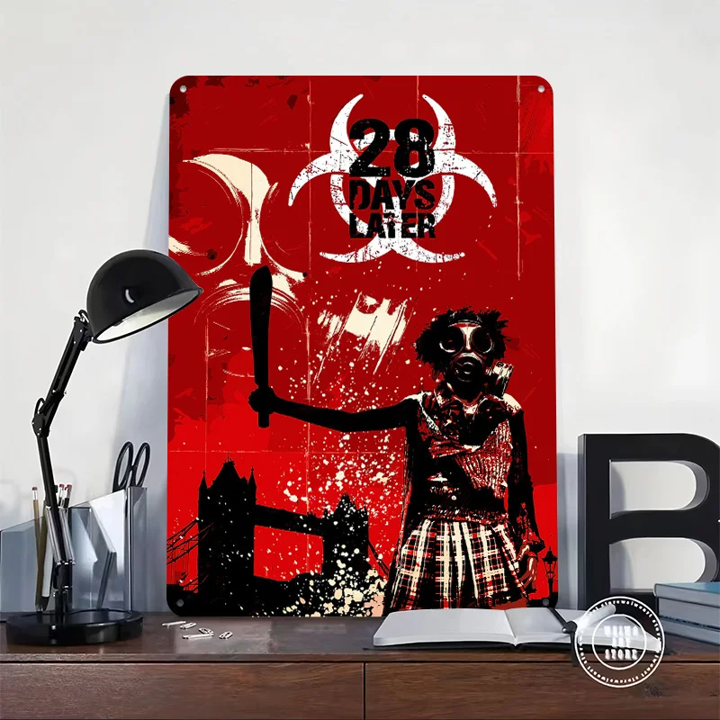 28 Days Later Movie Poster Retro 3D Printed Metal Signs Customized Wall Hanging Gift for Bedroom Decorations Bar Accessories