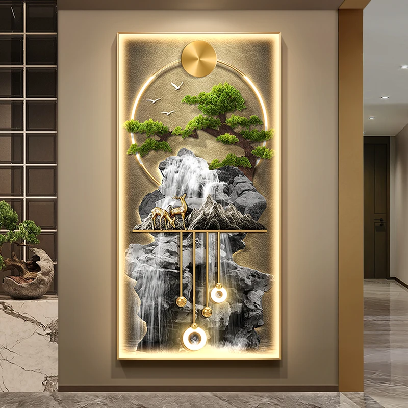 Modern LED Wall Lamp Crystal Porcelain  For Corridor Green Plant Indoor Living Room Home Decoration Hanging Painting Mural Light