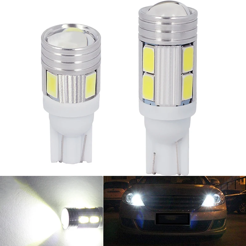 Bombilla de señal LED T10 W5W para coche, luz blanca de lectura de cúpula Interior de coche, lámpara de matrícula lateral de cuña de maletero, 12V,