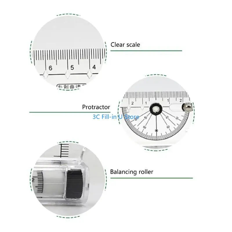 G8TA Complying Centring Relling Rauler Rauler Trawer Compass-School Stationery Protractor Tool