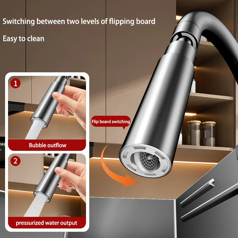 Household Multi-functional Faucet Extender Stainless Steel Kitchen Anti-splash Water Universal Rotating Booster Aerator Faucet