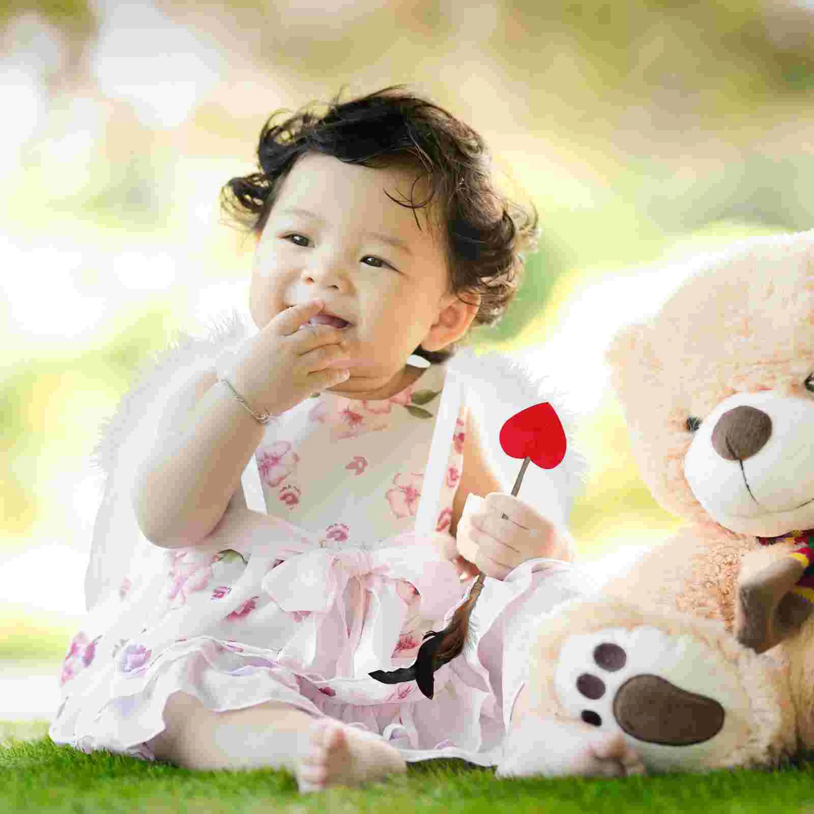 Cosplay Amor Flügel Kopfschmuck Rosa Stirnband Baby Foto Prop Säuglingszubehör Weiß