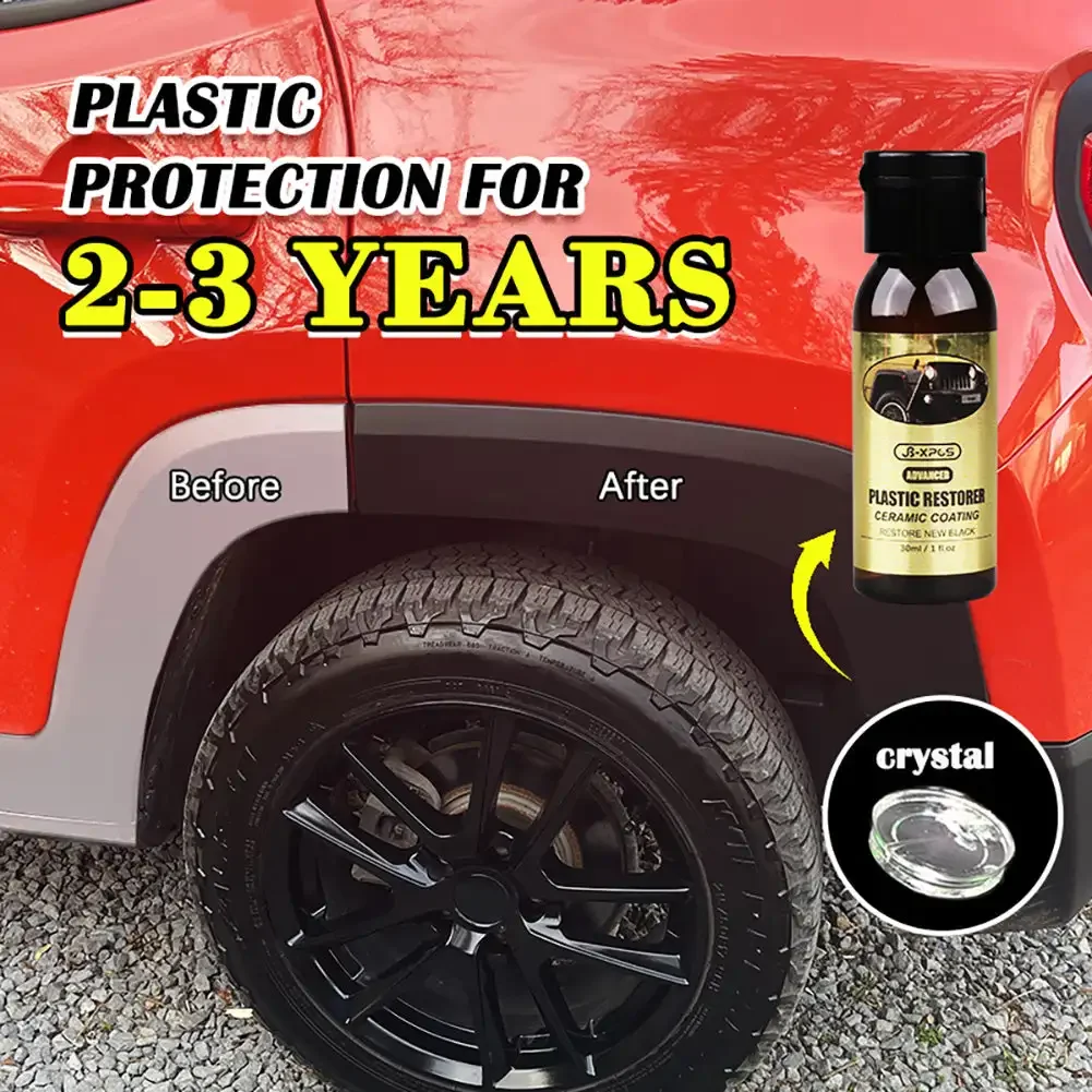 

30ml Car Plastic Restorer Ceramic Coating 2-3 Years Long-Lasting Protect Repair Whitening Black Shine Plastic Trim & Rubber Care