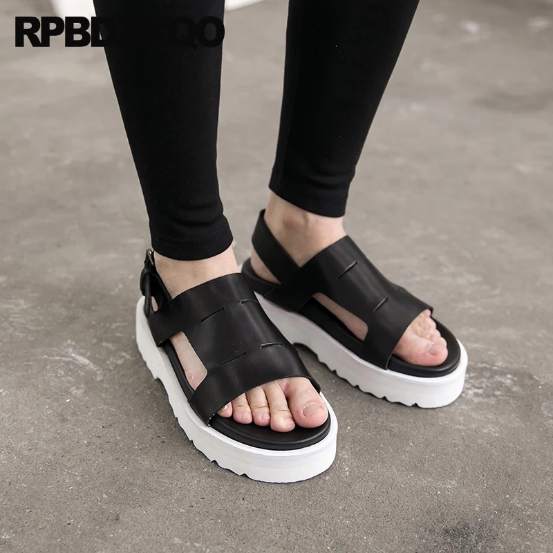 Open Toe Flat Genuine Leather Summer 2023 Famous Brand Designer Shoes Men High Quality Italian Black Casual Platform Sandals