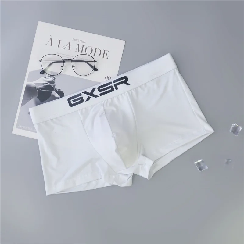 GXSR-Pantalones planos de esquina para hombre, ropa cómoda y transpirable, de seda de leche, de cintura baja, joven, novedad