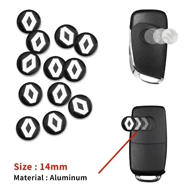 

14mm Car Remote Control Key Badge Stickers For Renault Clio Koleos Megane Espace 3 QM6 Kadjar Captur Scenic Fluence Accessories