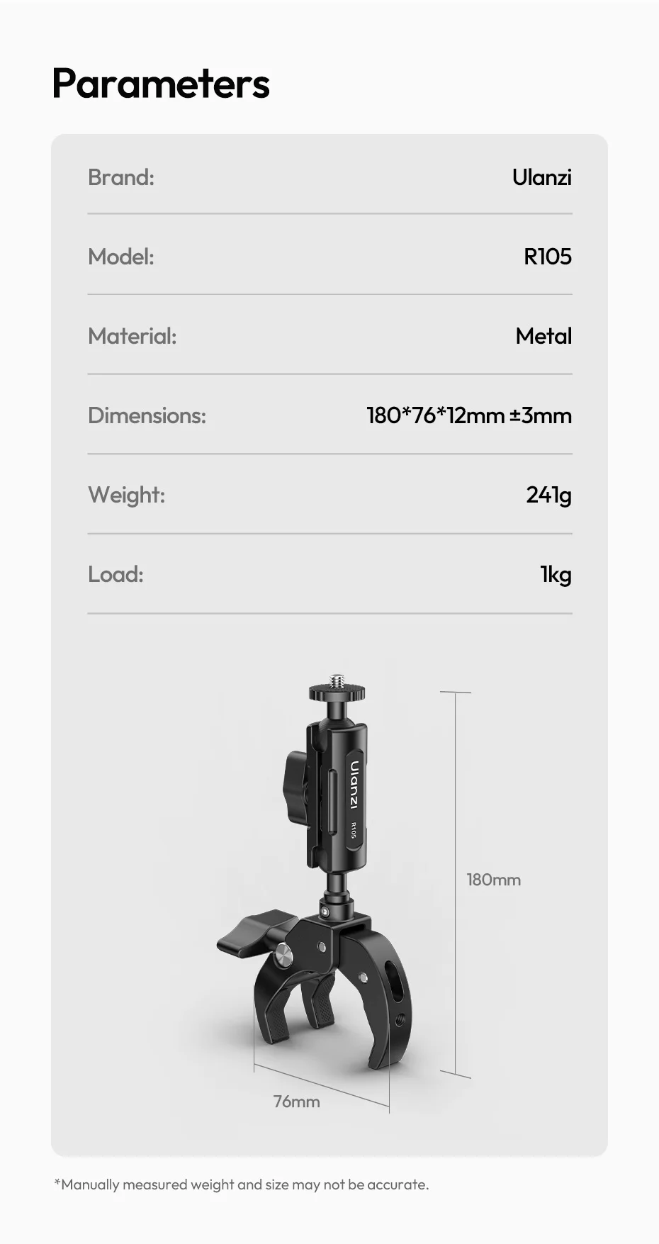 Ulanzi R105 Fahrradschienenmontageklemme 360° ° Verstellbarer Knopf mit 1/4-Zoll-Halterung für Insta360 Action-Kamera-Monitor-Fotografielicht – Detail 12