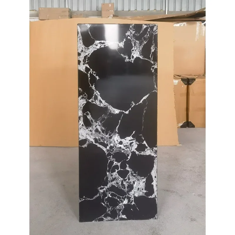 #Modern Napoleon black artificial marble column ornament base hotel villa flower stand sculpture table high-end