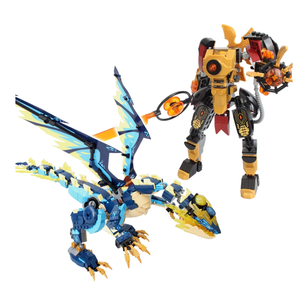 1038 stuks Shinobi Elementaire Draak vs. De Empress Mech Gold-bladed Flying Vehicle 1796 bouwsteenspeelgoed, compatibel met model - afbeelding 2