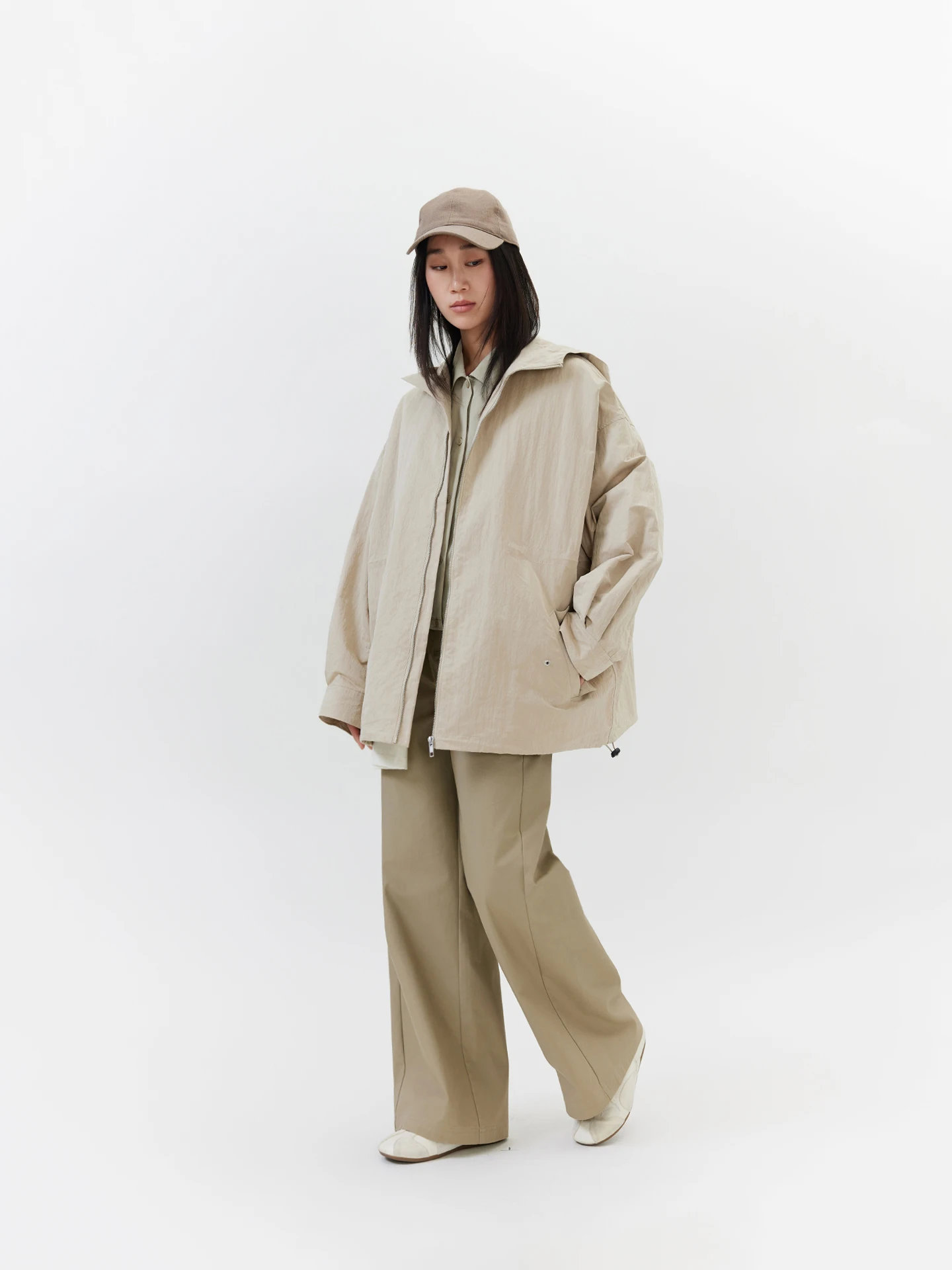 

Женская хлопковая куртка с капюшоном для активного отдыха, весенняя новинка, с эффектом мятой ткани, на шнурке, с длинными рукавами, ветрозащитная