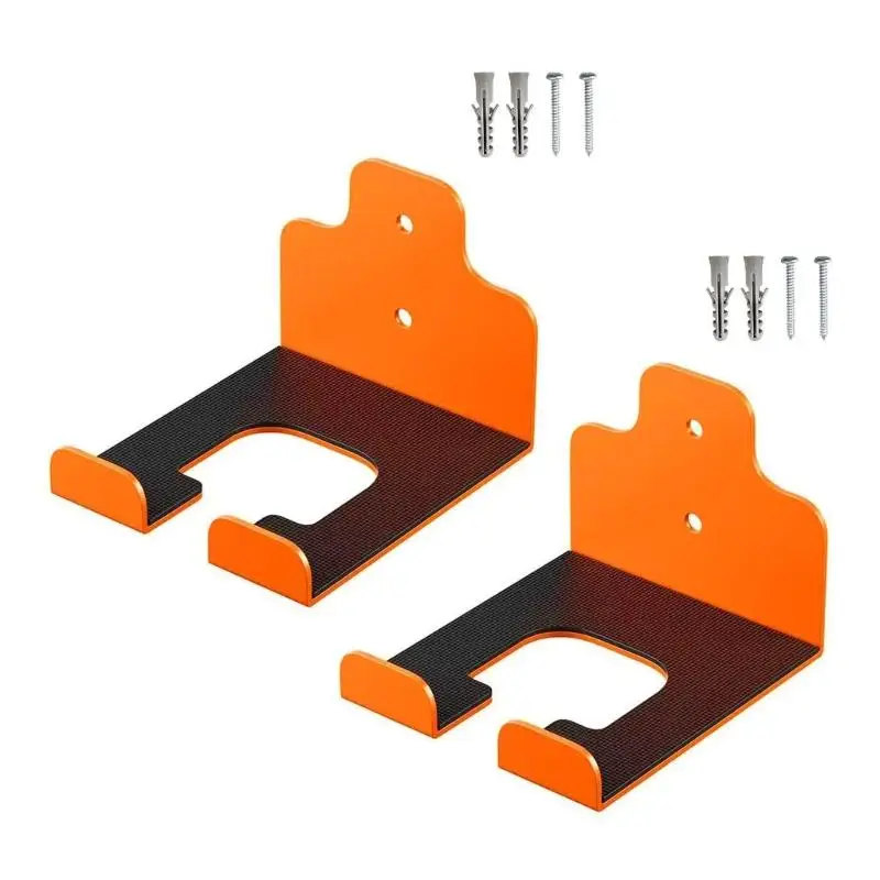 Wandmontierter Garten-Elektrowerkzeugständer, Metall-U-Nut-Garage-Aufbewahrungshalterung, 2er-Pack mit Schrauben für mit langem – Detail 3