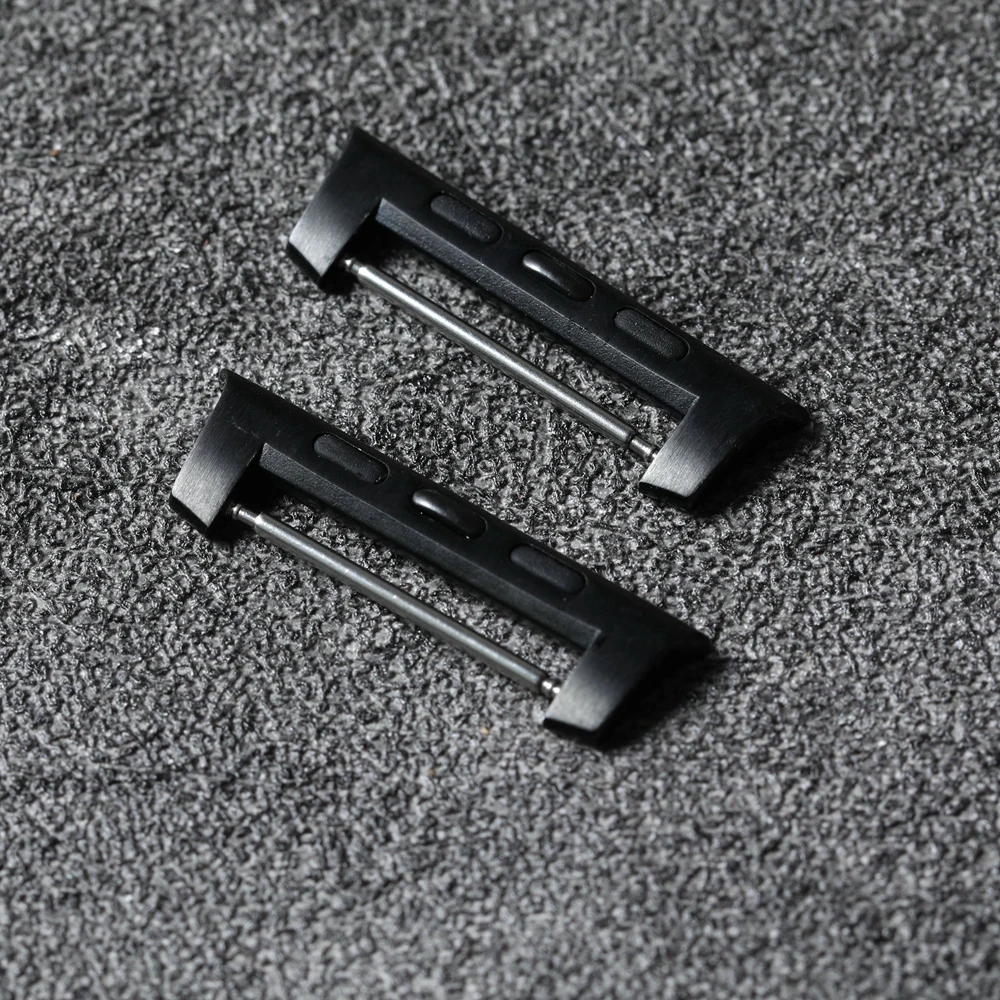 Stainless Steel Black Titanium Color Connector 44MM 45MM 46MM 49MM*24MM Suitable for Apple Watch Leather Strap Adapter image 3