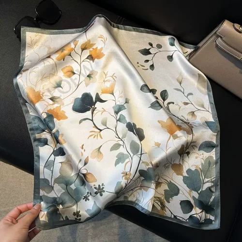 Imagen 2 del producto 100% bufanda de seda auténtica Natural para mujer, pañuelo cuadrado, pañuelo envolvente, moda elegante, Hijab de lujo de alta calidad, foulard para mujer