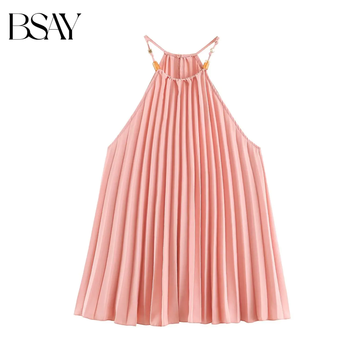 BSAY Sommer Neues Vielseitiges Elegantes Damen-Top mit Perlenverzierung, Neckholder-Cami-Top, Ärmellos, Plissiert, Einfarbig, Lässiges Sommer-Tanktop