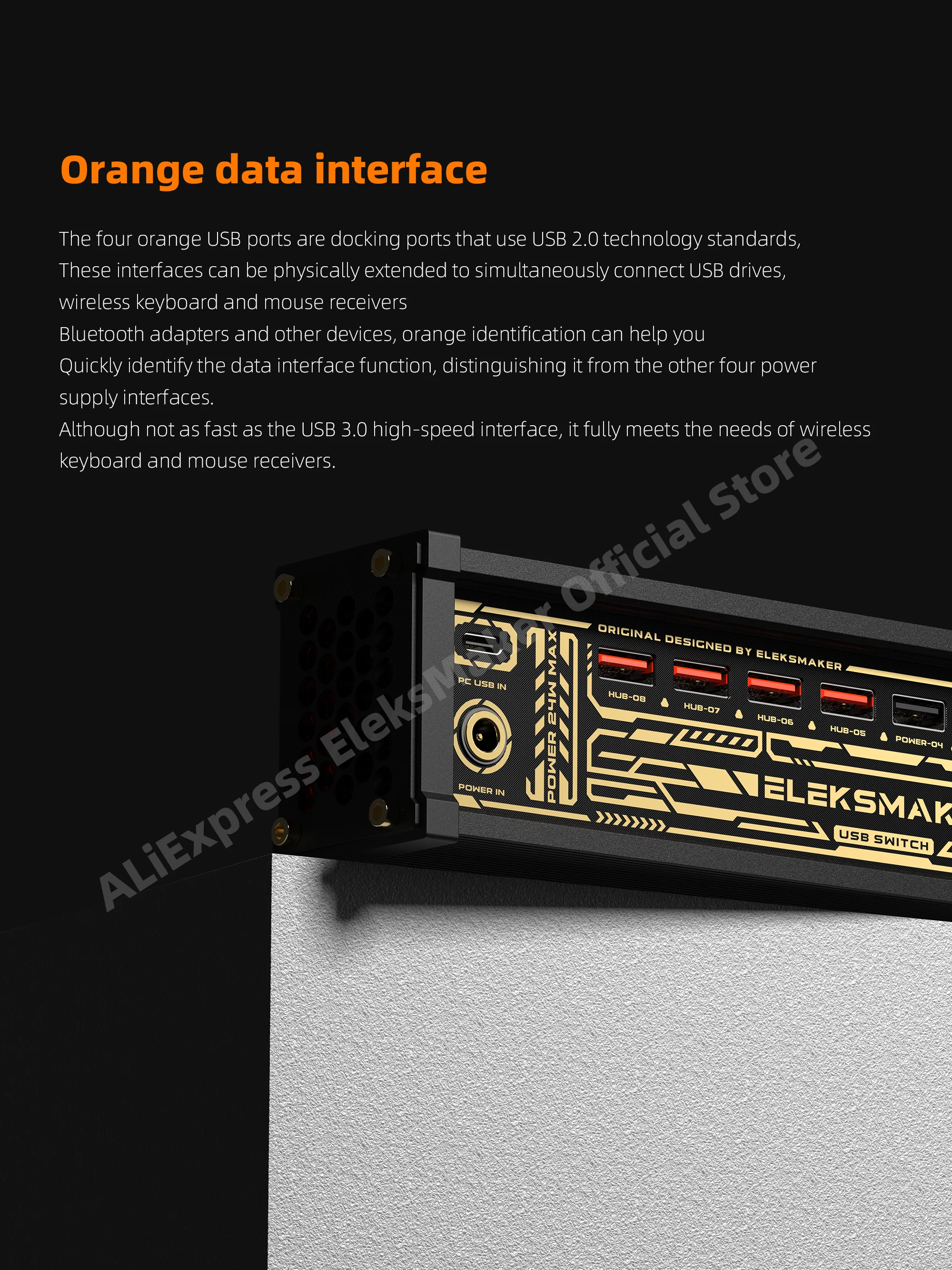 EleksMaker｜USB Switch, newNK6, MK6，Independent Control, Button Switch, Retro Gold Plating, Table Setting, Sense of Ceremony