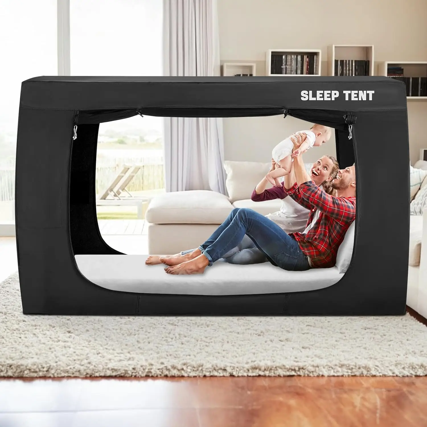 خيمة سرير بمظلة سرير بحجم مزدوج للبالغين والأطفال، خيام نوم محمولة، خيام أحلام داخلية للأطفال والكبار، قابلة للتنفس