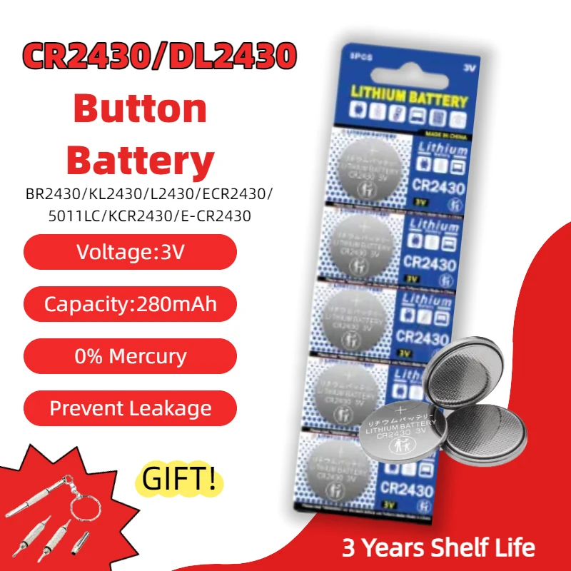 

Hot 2-50PCS CR2430 3V Lithium Battery DL2430 ECR2430 BR2430 For Watch Remote Control Electronic Scales Clock Button Coin Cell