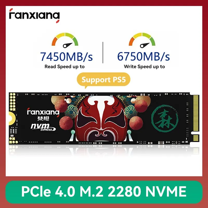 Fan xiang 7400 mb/s ssd nvme m.2 2280 2tb 1tb interne solid-state-festplatte pcie 4,0 x4 2280 ssd laufwerk für ps5 laptop desktop