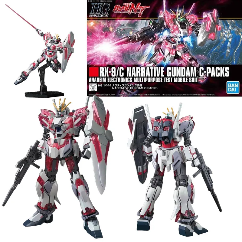 Bandai Original GUNDAM  HG 222 1/144 RX-9/C Narrative NT Anime Action Figure Assembly Model Toys  Model Gifts for Children