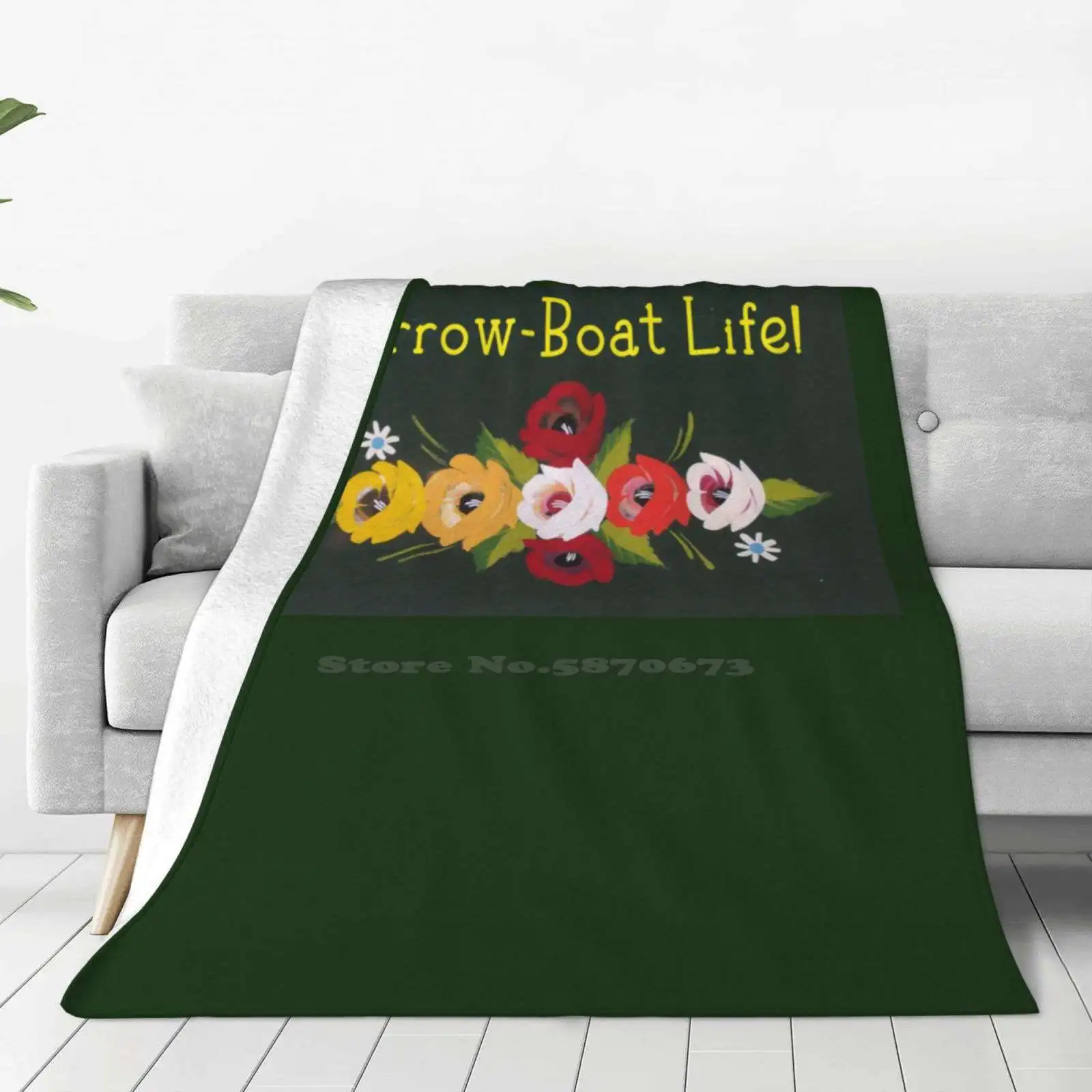 Narrow-Boat Life New Selling Custom Print Flannel Soft Blanket Narrowboat Narrow Boat Barge Canal Boat River Boat Canalboat