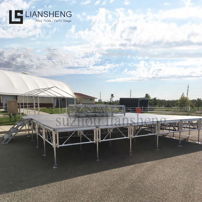Outdoor Aluminum Mobile Stage Platform Anti slip Indoor Concert Stage Podium Triangle Roof Truss Displays and Event Stage