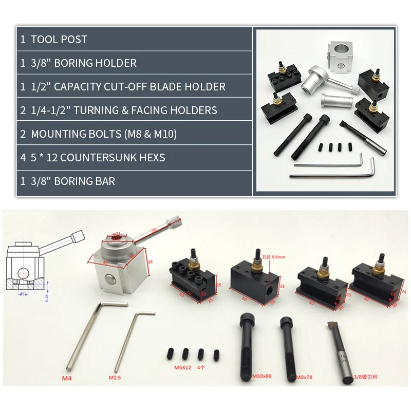 Portaherramientas de cambio rápido de precisión para fresado de torno CNC, Mini herramienta de torno CNC, juego de tornillos de poste, portacuchillas