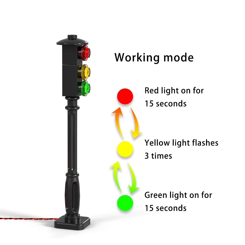 2PCS Building Block Parts Traffic Lights Moc  Flashes Automatically Simulation Brick Blocks Led Combination Toys