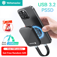 Yottamaster 2TB 1TB Mini Magnetic External SSD HDD 4K ProRes 2000MB/s HDR Record and Store PSSD Solid State Drive for iPhone Mac