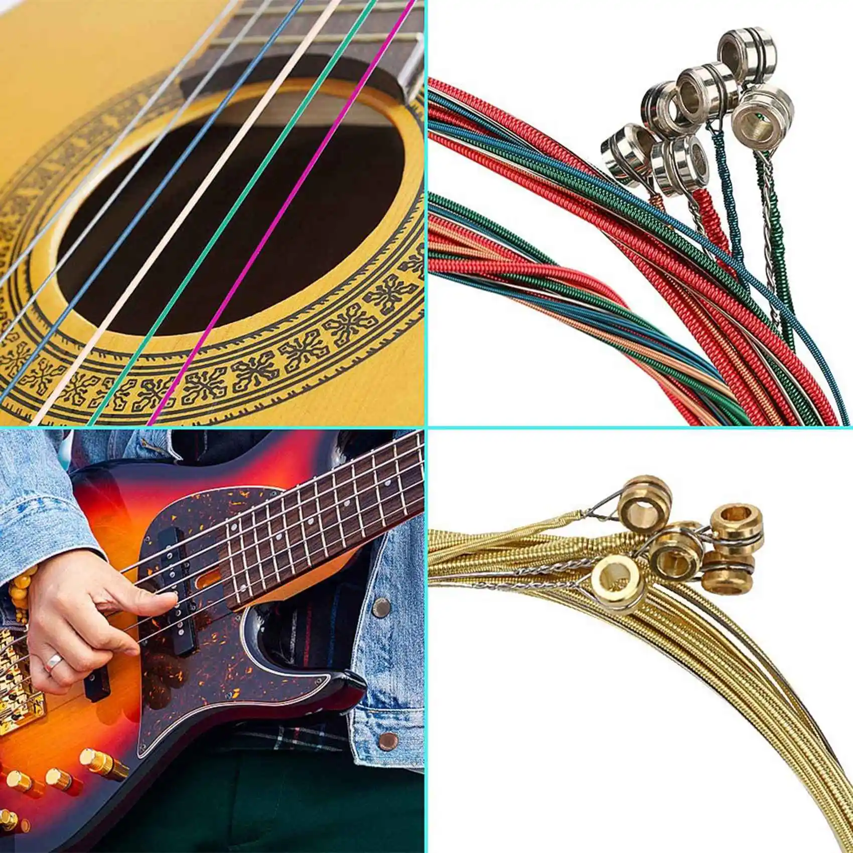 ROO 65 PCS Guitar Accessories Kit with Guitar Strings, Tuner, Capo, Picks, Pick Holder, Thumb Finger Picks, Bridge Pins