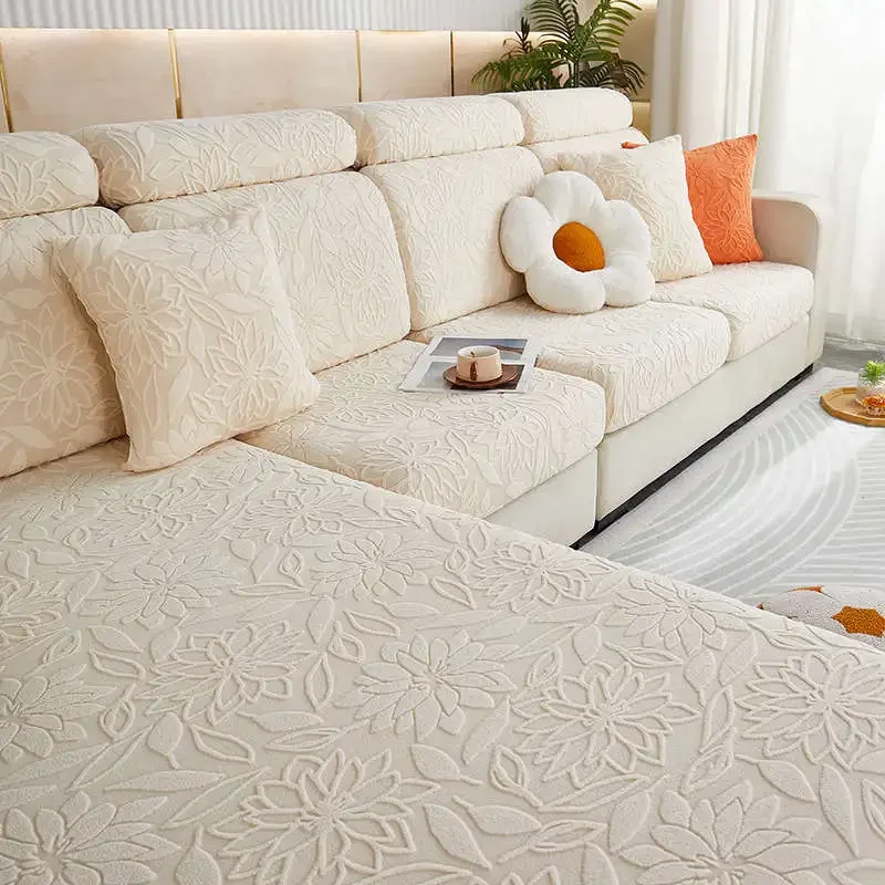 3D Flowers Jacquard Sofa Mattress Non-slip Four Seasons Couch Armrest Towel Sectional Corner Couch Covers