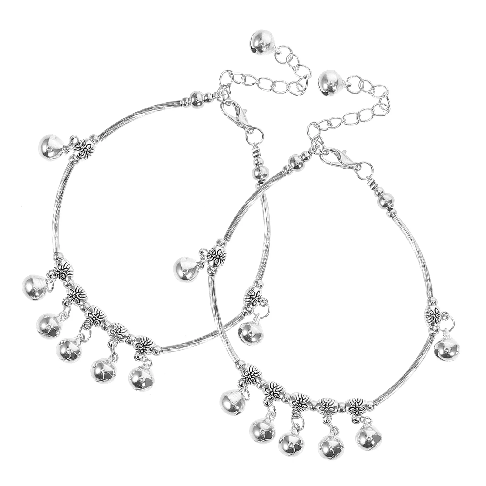 

2Pcs Women's Ethnic Bell Anklets Lightweight Comfortable Foot Chains for Dance Performance Beach Outings Weddings Boho Style