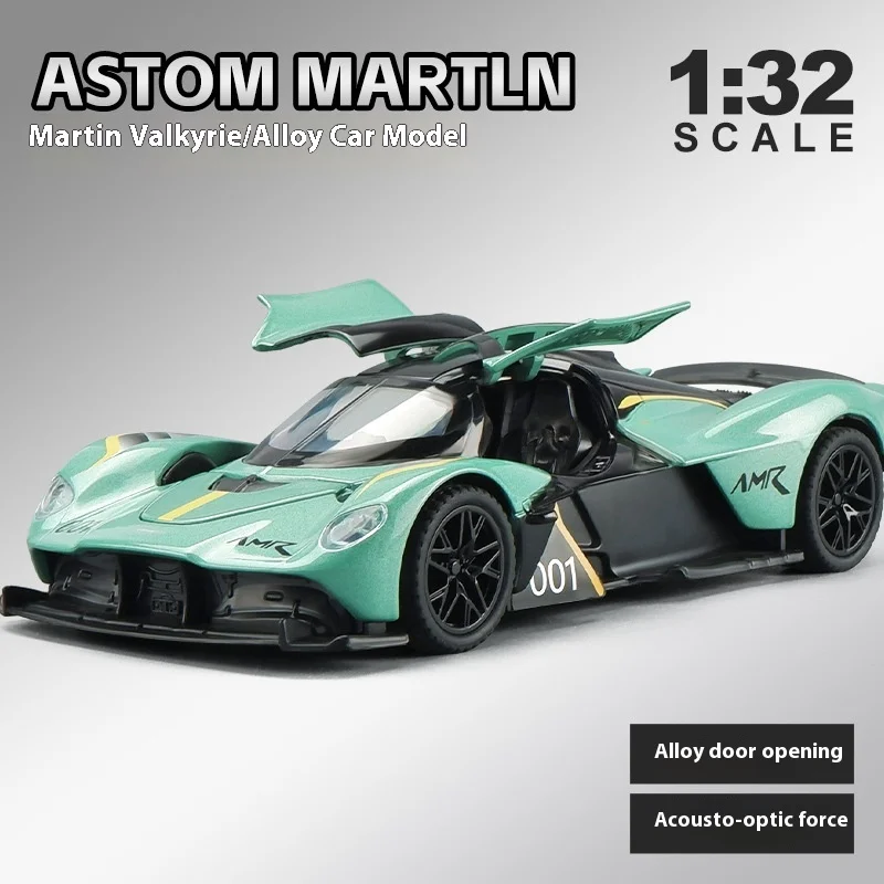 1: 32 Aston Martin Valkyrie Sports Car Model Simulation Alloy Sound And Light Feedback Children'S Toy Car Model Collectible Orna