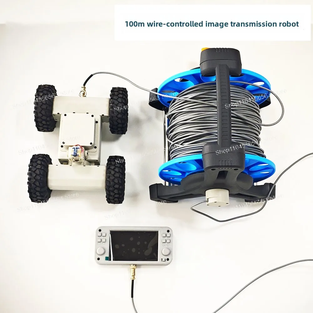 

Pipeline robot, threading robot, ceiling, wire control, wired transmission, remote control car, picture transmission