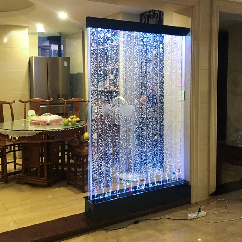 Customized large water curtain wall,flowing water bubble wall,acrylic water dance screen,fish tank partition,aquarium decoration