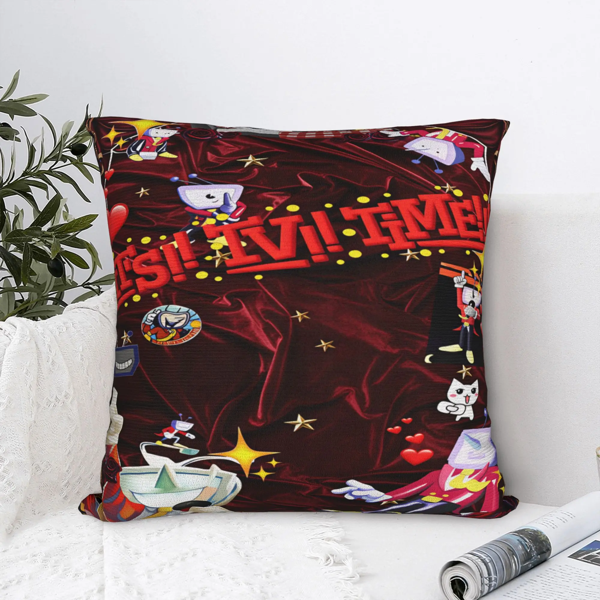 Deltarune Red Curtain Romantic TV Man Pillow Case  Vintage Pillow Cover Soft Pillowcases For Couch Sofa Bedroom