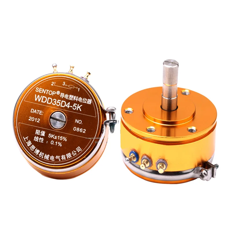 SENTOP WDD35D4 1K/2K/5K/10K conductive plastic potentiometer 19mm Short axis angle sensor displacement WDD35D-4 Linear 0.1%