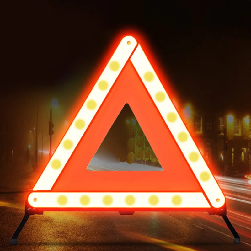 Car Tripod Folded Stop Sign Reflector Car Emergency Breakdown Warning Tool Triangle Red Reflective Safety Hazard Car Accessories