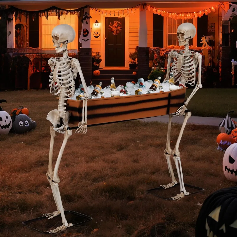 Lifelike 5-Foot Tall Skeleton with Coffin Halloween Outdoor Decoration - Durable for Years of Use