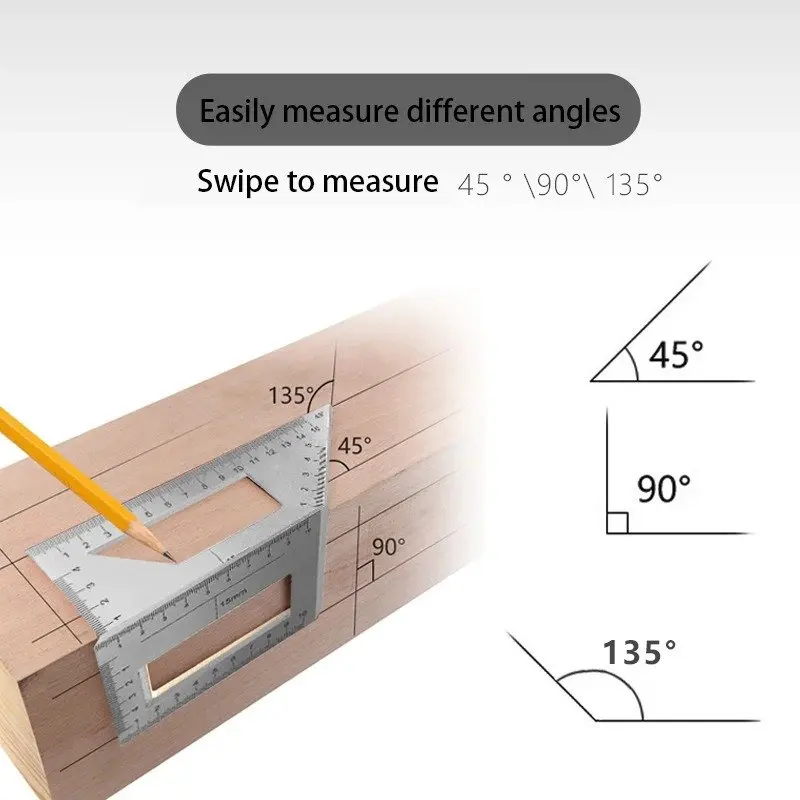 Metal Ruler Tool Ruler Multifunctional Square 45/90 Degree Gauge Angle Ruler Measuring Woodworking Tool Angle Measuring Ruler