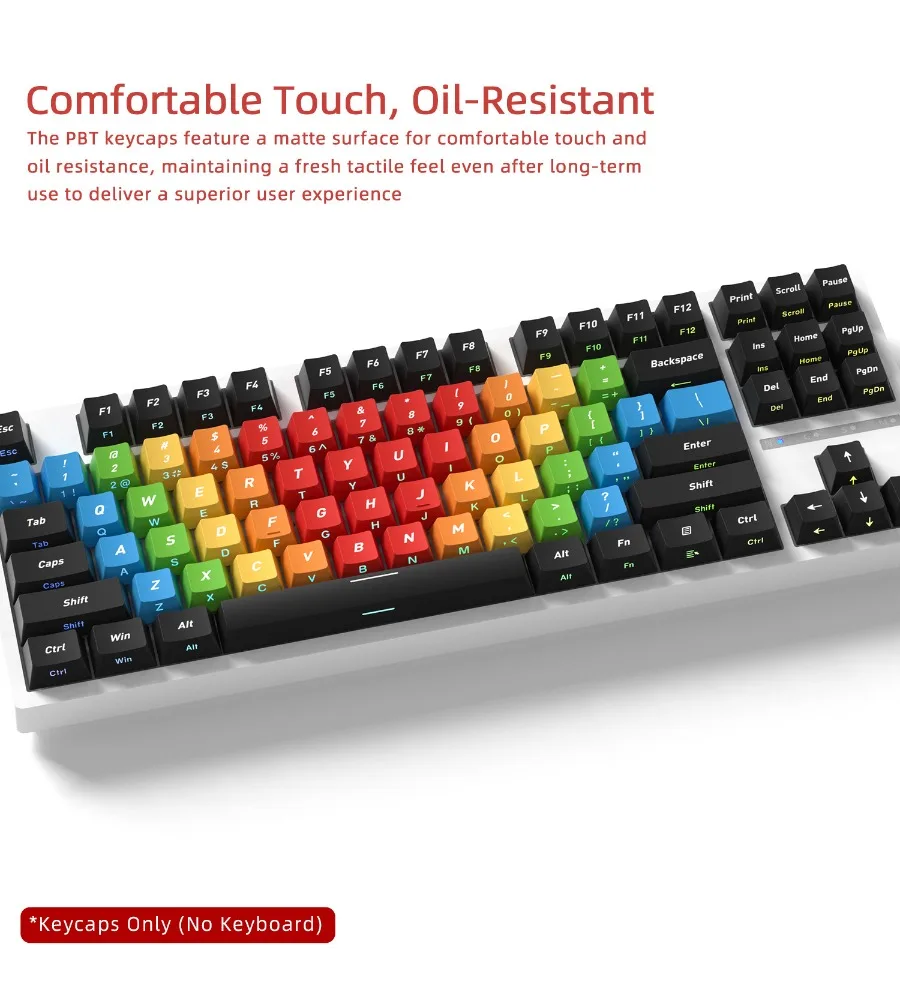 Original 128-key side engraved light-transmitting mechanical keyboard keycap five-sided PBT hot sublimation small full set