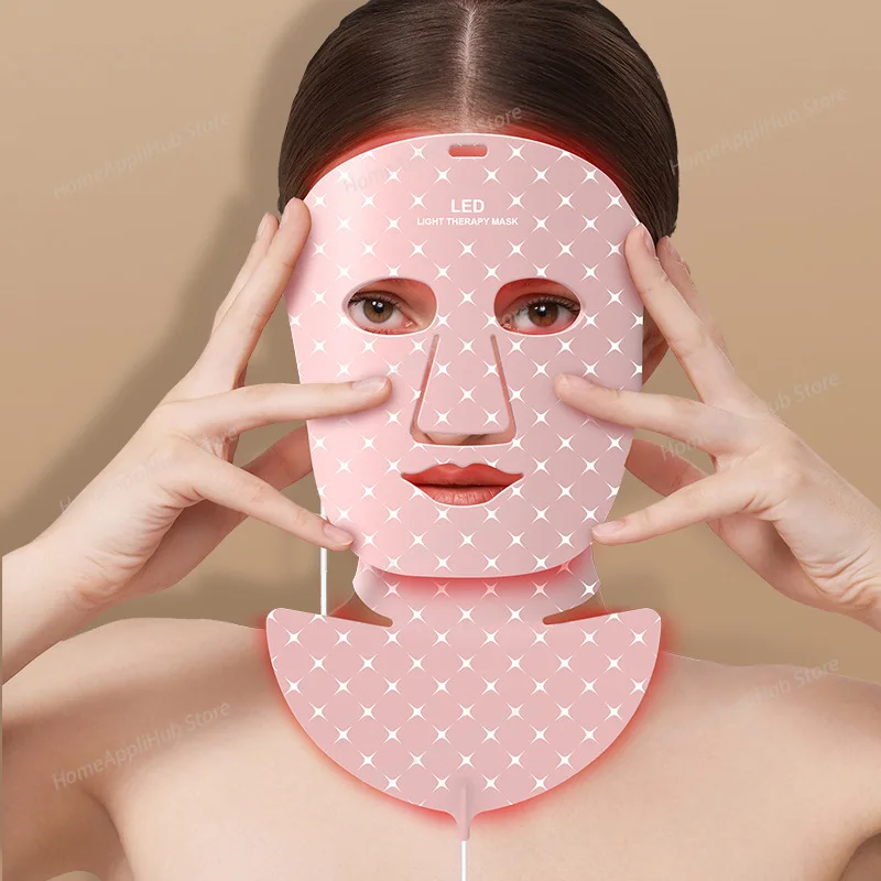 Colored Light Silicone Mask: Facial & Neck Beauty Photon Skin Rejuvenation Device Spectrometer for Skincare facial machine