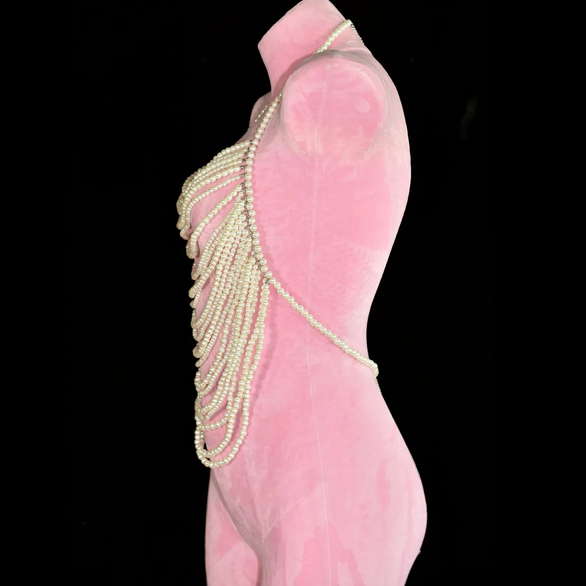 مثير الأزياء المنسوجة يدويا الخرز سيدة الجسم سلسلة شخصية متعدد الطبقات شنق الرقبة اللؤلؤ الصدرية سلسلة الشاطئ حزب بيكيني الملحقات