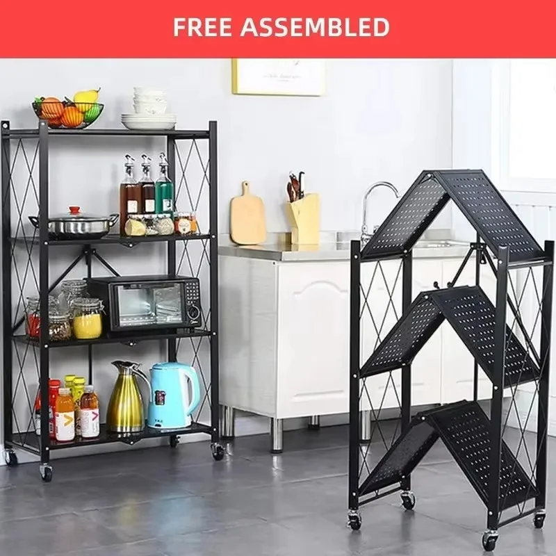 

Closet Organizers and Storage 4-Shelf Foldable Metal Shelving Units for Garage Kitchen Bakers, Collapsible Organizer Rack